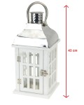 Latarnia lampion BIAŁE DREWNO METAL 43 cm