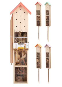 Domek ŚREDNI stojący dla owadów zapylających "HOTELIK 7" Mix kolorów