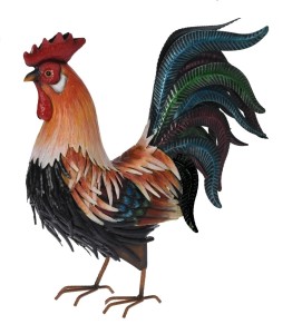 KOGUT METALOWY stojący. Figurka ogrodowa. 41cm.