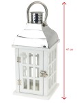 Latarnia lampion BIAŁE DREWNO METAL 47 cm